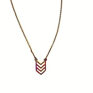 Gold plated necklace with pendant neutral colors fashion Chevron arrow